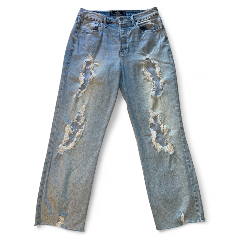 Hollister Ultra High Rise Vintage Straight Leg Jeans with Distressed Details